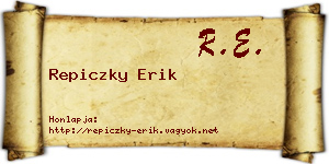 Repiczky Erik névjegykártya